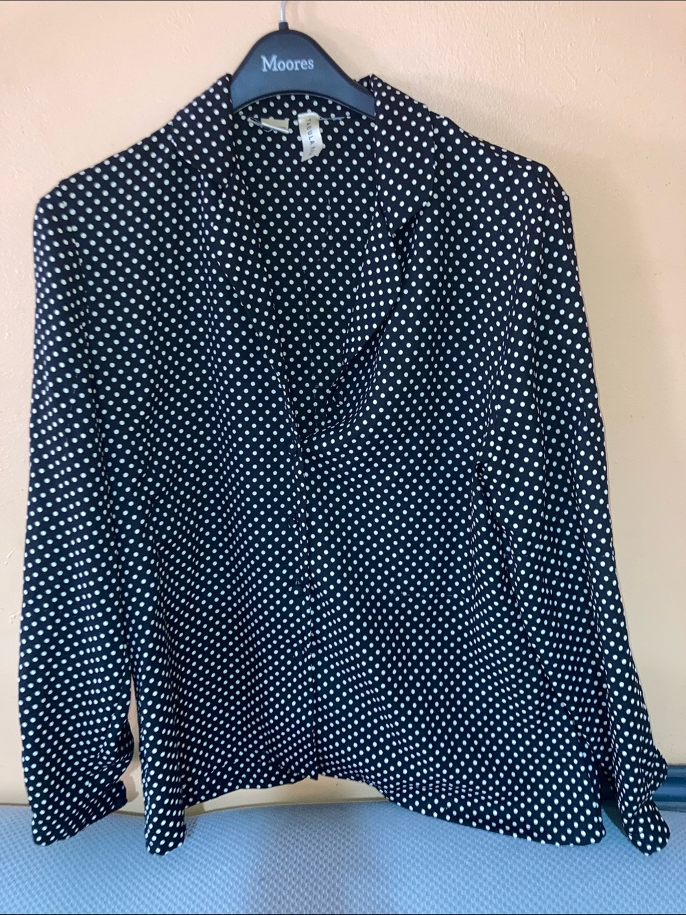 Black Polka Dot Button-Front Blouse - Elegant Women’s Top